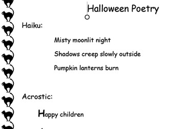 Halloween poetry - 7 types of poem