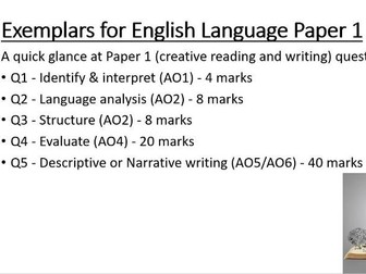 AQA English Language Paper 1 - Exemplars & WAGOLLs