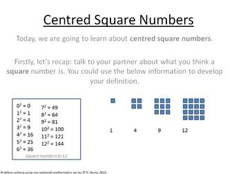 Centred Square Numbers Investigation