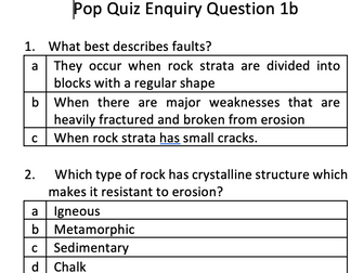 A Level Geography EQ1 Coasts Content Questions