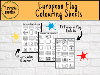 European Flags Colouring Worksheet