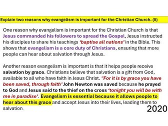 Christianity Beliefs + Practices 4+5m WAGOLL