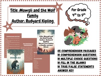 Mowgli and the Wolf Family | Reading Comprehension & Activities (Grades 4–9)