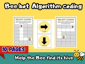 bee Bot Algorithm Challenges: 10 Pages of Grid Coding to Help the Bee Find Its Hive!