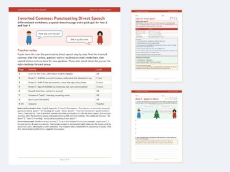 Inverted Commas Direct Speech Worksheets Y3/Y4