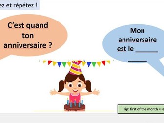 French KS3 - Year 7 - Dates and Months (Birthday)