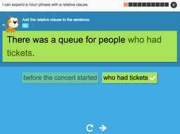 I can expand a noun phrase with a relative clause - Interactive Activity - Year 5 Spag