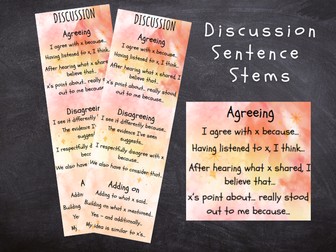 Discussion Sentence Stem Bookmark