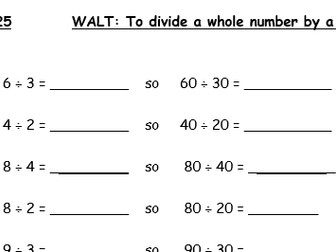 dividing a whole number by a multiple of 10