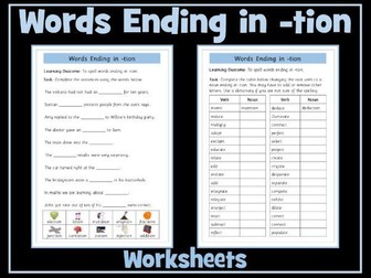 tion suffix worksheets