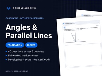 Angles & Parallel Lines GCSE Maths Booklets | Foundation & Higher + Mark Schemes