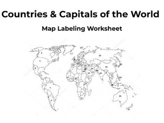 Countries and Capitals of the World – Map Labeling Worksheet