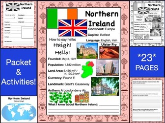 NORTHERN IRELAND History & Geography, Travel The World Worksheet