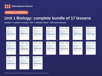 BTEC Applied Science Unit 1 Biology Bundle | 17 Complete Lessons