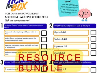 GCSE Dance Section A: Multiple Choice 5-Set Bundle