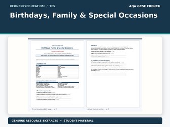 AQA GCSE French 8652 - Birthdays, Family & Special Occasions