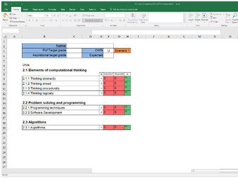 OCR AS Level Computing Personal Learning Checklist (PLC) with tracking Component 2