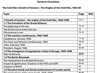 Revision Checklist - Cold War - IB History