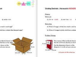 Long division with decimals worksheets picture