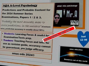 Psychology, AQA A-Level, UPDATED [MAY 2024], accurate predictions for the 2024 examinations series.