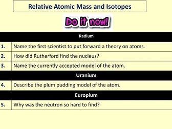 Relative Atomic Mass and Isotopes