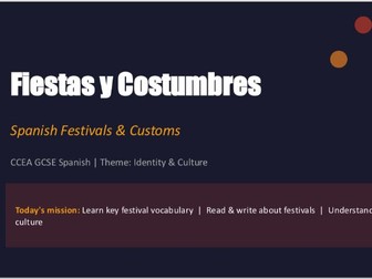 Spanish GCSE - Festivals and Customs (powerpoint+ printable workbooklet)