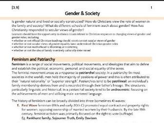 Gender & Society (OCR RS A-Level) Notes