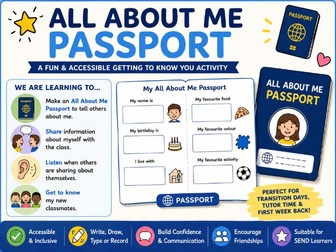 All about me passport New class | Transition