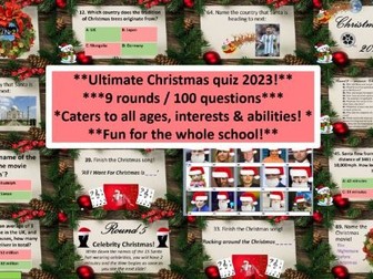 Christmas Quiz 2023! 100 Christmas questions!  KS3/KS4 General knowledge, English, Maths, Geography