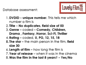 Lovely Films Databases - Resources - lesson by lesson