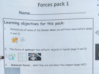 Forces pack 1:  Force basics, Upthrust, Gravity, Magnets for common entrance