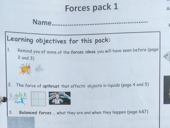 Forces pack 1: Force basics, Upthrust, Gravity, Magnets for common entrance
