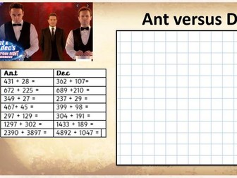 KS2 Addition and Subtraction Fun Revision Lesson - Theme Ant and Dec's Saturday Night Takeaway