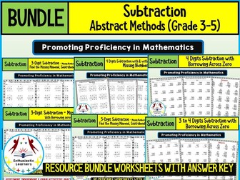SUBTRACTION  ABSTRACT METHOD Worksheets Product or Resource BUNDLE for GRADE 3–5