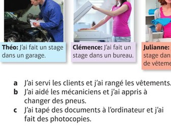 KS4 Y10 French GCSE - Mon stage - work experience + l'imparfait + le passé composé