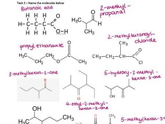 AS level chemistry - functional groups worksheet