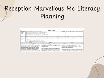 Reception Autumn Term Literacy Planning