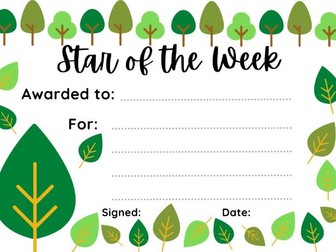 Star of the Week  Certificate - Spring-theme