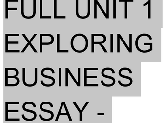 BTEC LEVEL 3 Nationals in Business Unit 1 Exploring Business full distinction essay