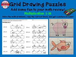 Multiplication Activity: Grid Drawing Math Worksheets