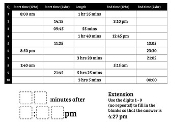 12hr and 24hr Time Calculations