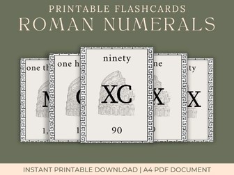 Roman Numeral Flashcards Up to 1000 UKS2