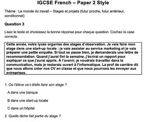 Cambridge IGCSE French Exam preparation pack : Le monde du travail / les stages