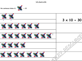 Counting in 10's spinning tops and number bonds to 20 aliens