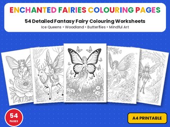 Enchanted Fairies Colouring Pages | 54 Detailed Fantasy Fairy Printable Colouring Page Worksheets