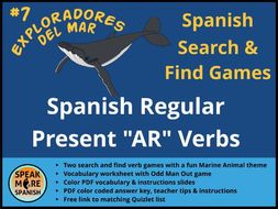 Games for Spanish Present Tense Verbs AR endings * Juego de Verbos del presente regular en español