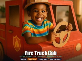 Cardboard Fire Truck Blueprint — Kids STEM Community Helpers Build