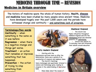 Medicine through time - summarised revision!