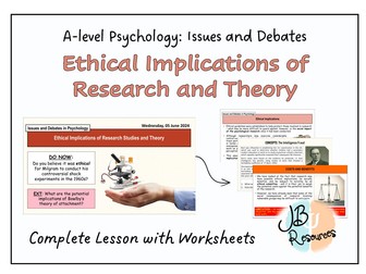 A-Level Psychology - ETHICAL IMPLICATIONS OF RESEARCH STUDIES AND THEORY [Issues and Debates]