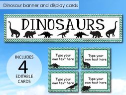 Dinosaurs Display Banner With Display Cards Instant Display Pack